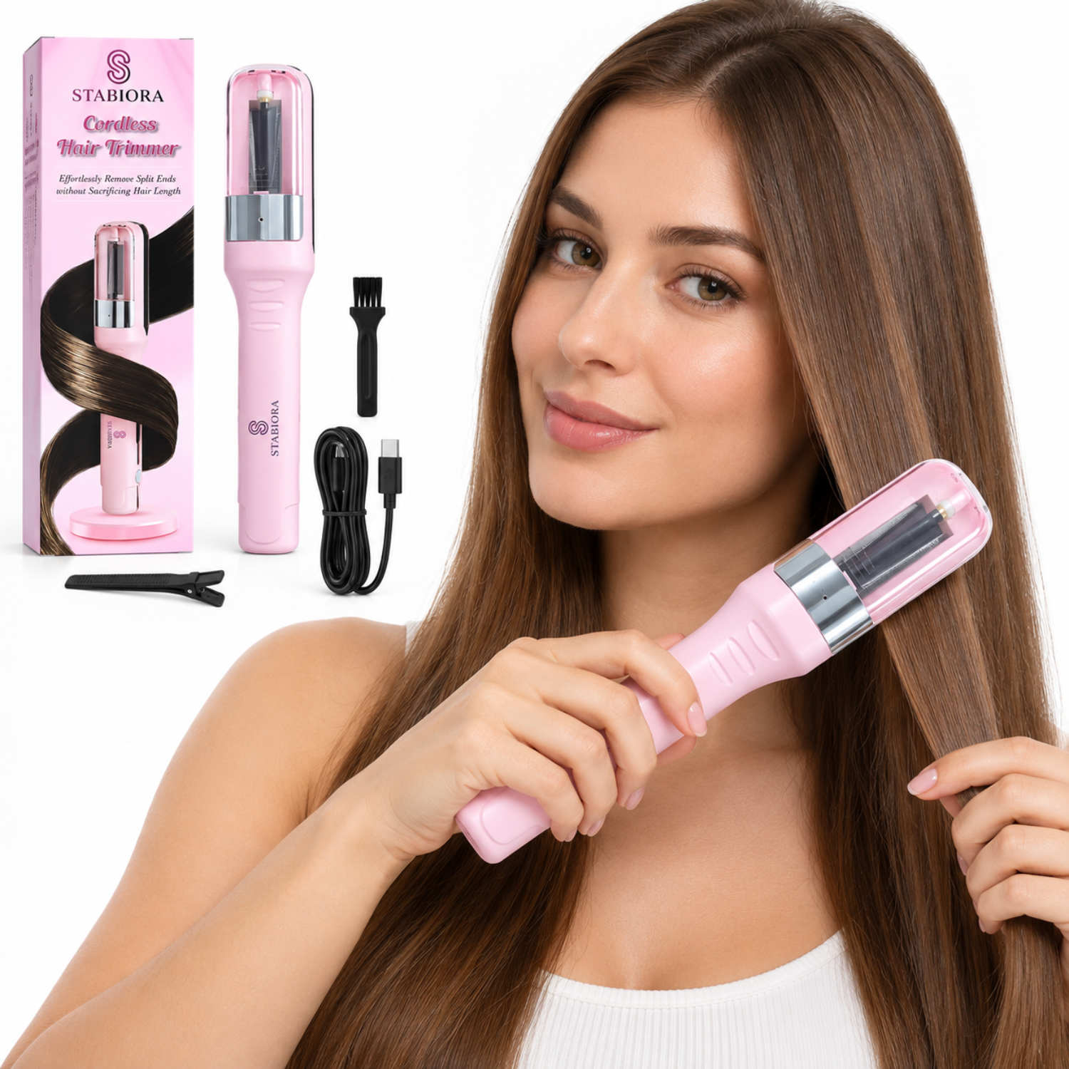 STABIORA Split-End Hair Trimmer for Women – Trim Split Ends Without Cutting Hair Length