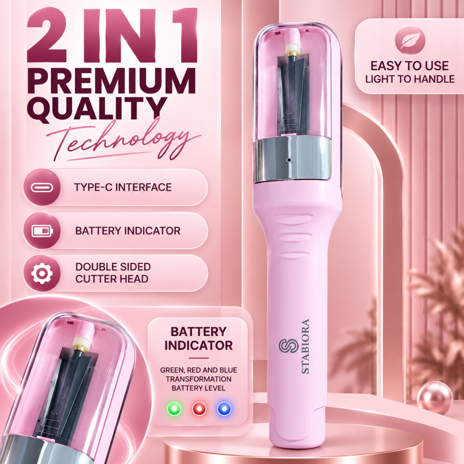 STABIORA Split-End Hair Trimmer for Women – Trim Split Ends Without Cutting Hair Length